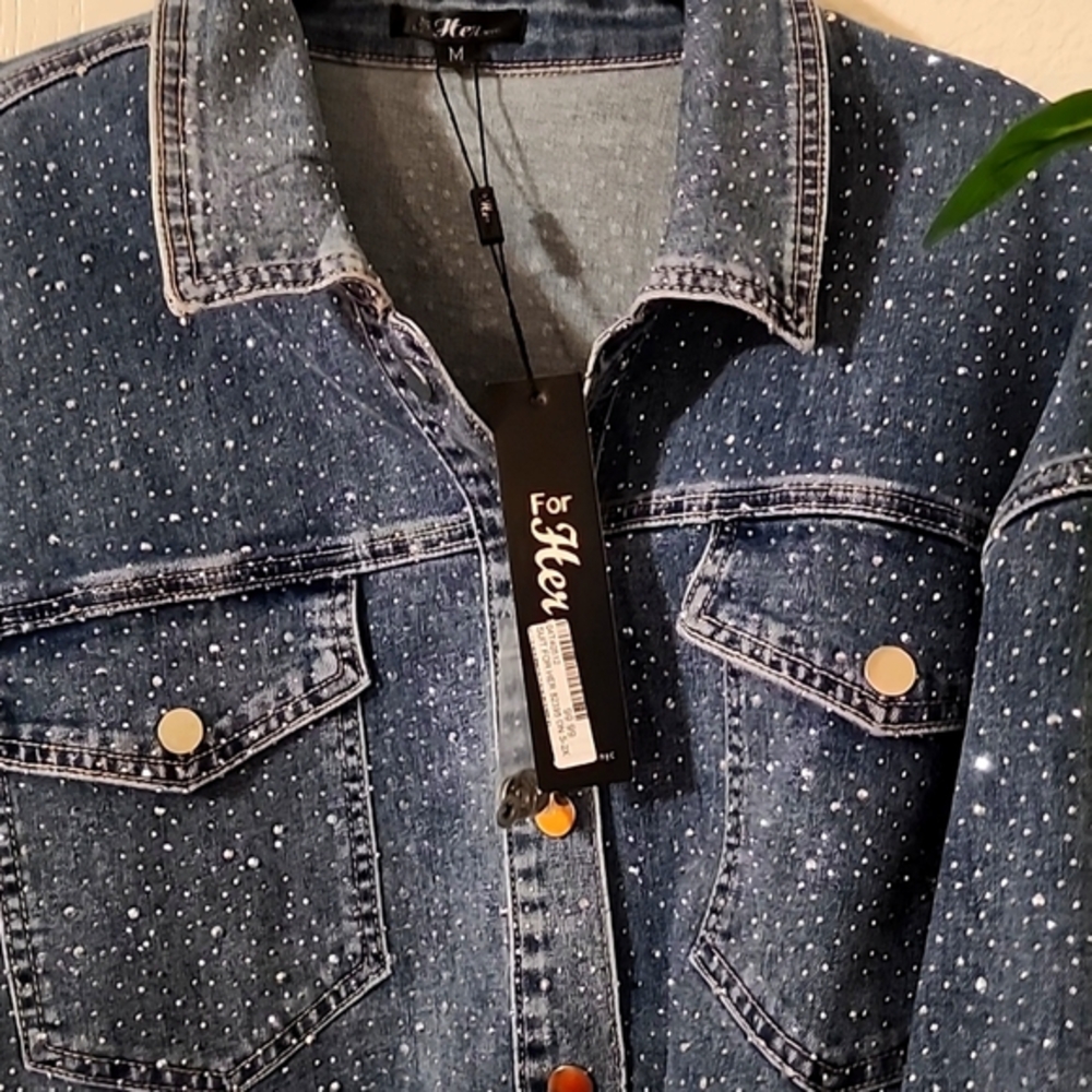 For Her Rhinestone Denim Jacket - Picture 5 of 9